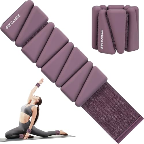 BECOJADDE Ankle Weights Set of 2 (1 lb/2 lb/3 lb Each) Adjustable Wrist Weights for Women Men Wearable Arm Leg Weight for Pilates, Running, Walking, Workout, Yoga - color: Deep Plum, size: 2 Lb Pair (1 Lb Each)