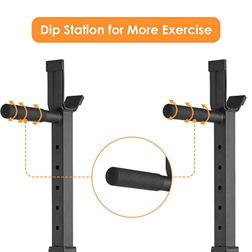 Arlopu Squat Rack Stand, Bench Press Rack, Barbell Rack, Adjustable Dumbbell Rack, Multi-Function Weight Lifting Home Gym, Fitness Exercise Equipment with Storages, Strength Training, for Beginners and Professional Use, 570lbs