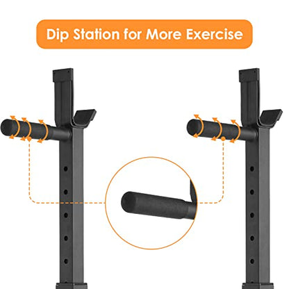 Arlopu Squat Rack Stand, Bench Press Rack, Barbell Rack, Adjustable Dumbbell Rack, Multi-Function Weight Lifting Home Gym, Fitness Exercise Equipment with Storages, Strength Training, for Beginners and Professional Use, 570lbs