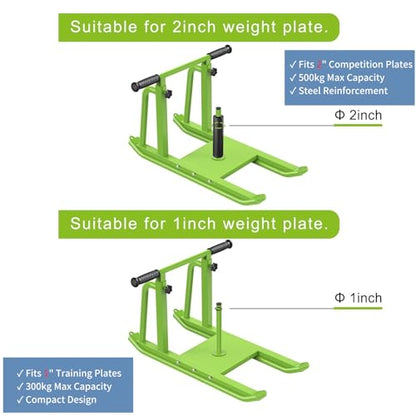 Kipika Weight Sled, Workout Sled, Fitness Strength Training Sled, Speed Training Sled for Athletic Exercise, Speed Improvement, Easily Through Obstacles, Suitable for 1" & 2" Weight Plate - color: D- Green