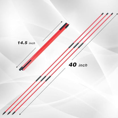 Collapsible Golf Alignment Sticks, 40 Inch Golf Alignment Rods for Swing Trainer, Putting, Aiming, Posture Correction and Golf Practice