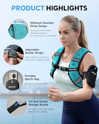 Weighted Vest for Men Women, 6/8/12/16/20/25lbs with Detachable Phone Pouch - color: Blue, size: 12LB