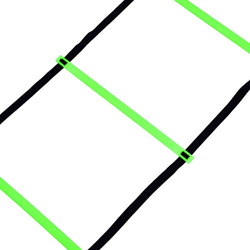 plplaaoo Football Training Ladder Soccer Agility Speed Ladder with 16 Adjustable Heavy Duty Rungs for Football Rugby Tennis Baseball Sports Yellow Red Green 800cm