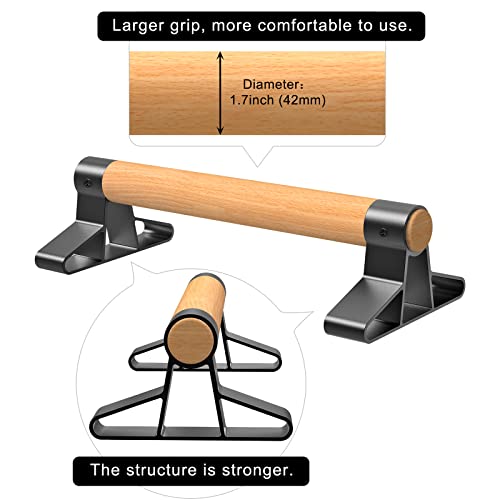 SELEWARE Wood Push Up Bars Steel Calisthenic Parallette Bars Handstand Bars - color: A: Wood Grip (15.7"L x 4"H)