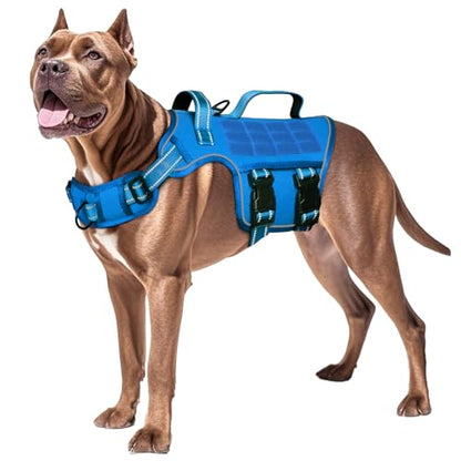 Dog Harness for Large Dogs Heavy Duty, No Pull Tactical Dog Harness with Molle System, Easy On and Off Service Dog Vest, Breathable Padded, Adjustable Reflective Pet Vest for Walking Hiking Training