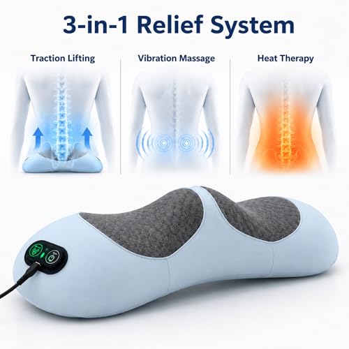Original Therava 3-in-1 Back Massager with Traction Lift, Heat, & Vibration Massage | Lower and Upper Back Relief and Muscle Relaxation