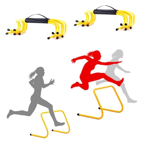 10 Pcs Speed Agility Training Hurdles Detachable, Soccer Hurdles Training Equipment with Carrier Strap, Mini Hurdles Agility Kids for Outdoor Workouts/ Pediatric Patients(Yellow,15cm (5 9/10in))