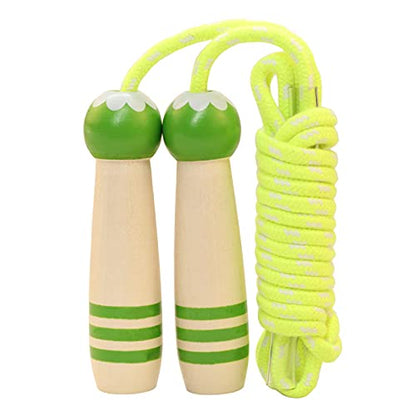 Jump Rope Kids, 7ft Adjustable Cotton Skipping Rope with Wooden Handle for Boys and Girls Fitness Outdoor Exercise - style: Green