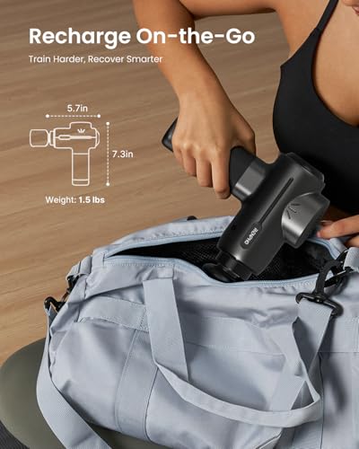 RENPHO Active+ Thermacool Massage Gun with Heat & Cold, Fathers Day Dad Gifts, App Control with Video-Guided Courses, Deep Tissue Handheld Massager for Back and Neck, 5 Speeds, 5 Heads, Carry Case - color: Black