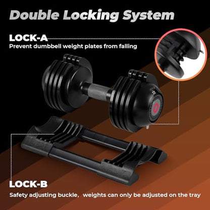 Roinoim 5-in-1 Adjustable Dumbbells Set, 22LB Pair Dumbbell with Anti-Slip Metal Handle for Exercise & Fitness Fast Adjust Weight for Full Body Workout Fitness
