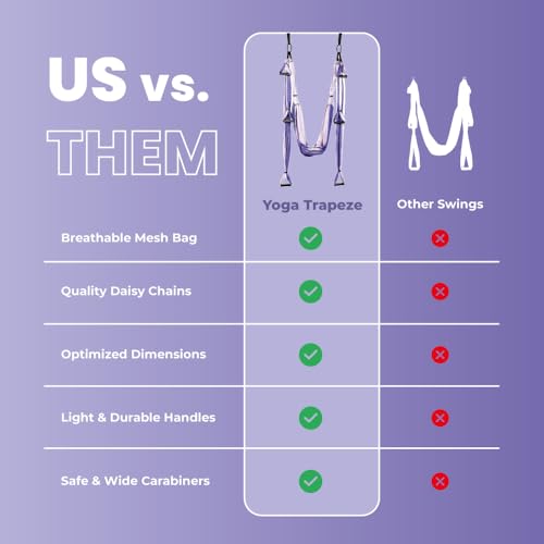 Yoga Trapeze Swing Set for Back Pain Relief & Inversion Therapy - color: Purple