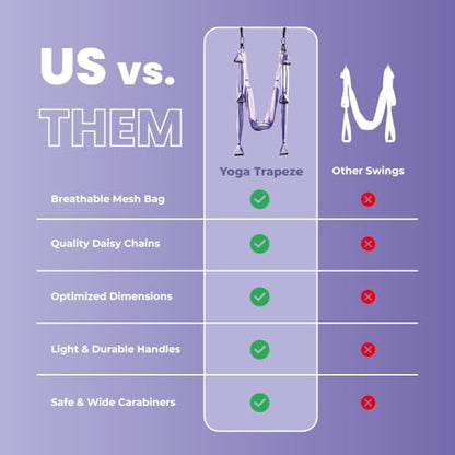 Yoga Trapeze Swing Set for Back Pain Relief & Inversion Therapy - color: Purple