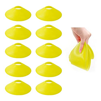 TNZMART Agility Ladder and Disc Cones Training Set Adjustable Rungs Training Ladder with 10 Plastic Sport Cones for Training - color: Yellow, 6 hurdles
