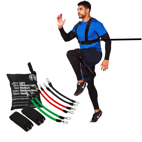 Fitness Health Speed Agility Training Set - Harness Sprint Training - Extreme Training Leg Resistance Bands - Kinetic Workout Set - Suspension Fitness Trainer Set for Home with Carrying Bag