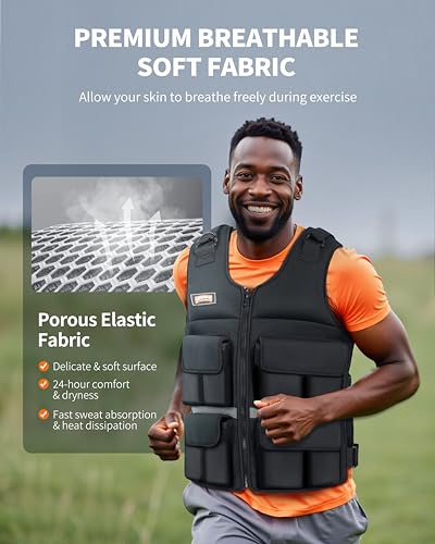 Adjustable Weighted Vest with Shoulder Pads - Adjustable Size & Weight - 10/15/20/30/40/50/80lbs Body Weight Vest for Men & Women - color: D.40 LB