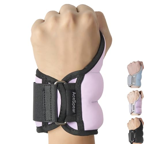 Wrist Weights with Thumb Loops Lock for Men Women 1lb*2 2lbs*2 3lbs*2 Ankle Weights Weighted Gloves for Running Strength Training Walking Exercises - color: Lavender, size: 1 lb x 2