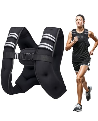 Weighted Vest for Men Women, 12lbs Adjustable Running Vest with Reflective Stripe, Comfortable Body Weight Vests for Workout, Strength Training, Running, Walking, Jogging