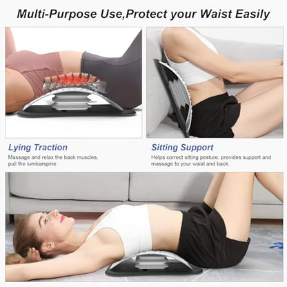 ZhanHao Back Stretcher for Lower Back Pain Relief,Adjustable Lumbar Traction Device, Ergonomic Spine Board with Acupressure Points,Back Massager for Spinal Decompression and Scoliosis