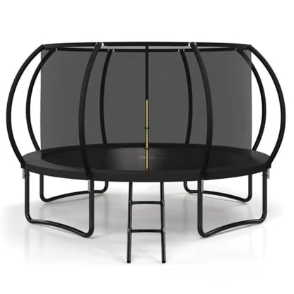 8FT 10FT 12FT 14FT 16FT Outdoor Trampoline with Safety Enclosure Net - color: Black, size: 12 FT