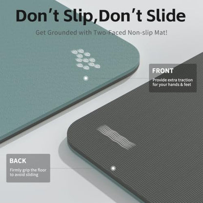 PAIDU Yoga Mat 8mm TPE Non‑Slip Fitness Mat with Strap for Home Workouts - color: Deepgreen&Gray