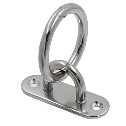 4Pcs M6 Ceiling Wall Mount Hook, Pad Eye Plate, Heavy Duty Anchor with Ring, 304 Stainless Steel, Great for Yoga Swings Hammocks/Boat Rigging/Marine Deck Hardware/Suspension Training Straps