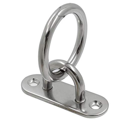4Pcs M6 Ceiling Wall Mount Hook, Pad Eye Plate, Heavy Duty Anchor with Ring, 304 Stainless Steel, Great for Yoga Swings Hammocks/Boat Rigging/Marine Deck Hardware/Suspension Training Straps