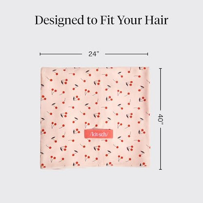 Kitsch XL Microfiber Hair Towel Wrap for Women - color: Cherry Print