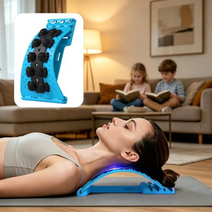 Back Stretcher Adjustable, 4 Level Support, Stretching Equipment with Smooth Comfort, Back Massager with Sturdy Build, Wellness Accessories, Alignment Aid for Women Home Yoga Massage 525g