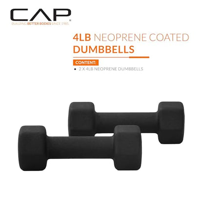 CAP Barbell Neoprene Dumbbell Weights Pairs & Sets | Black - style: 4 lb Pair