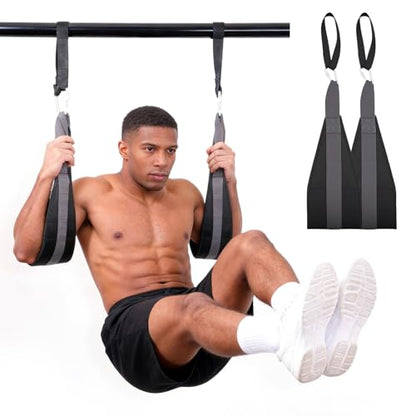 Hanging Ab Straps for Pull Up Bar, Abdominal Muscle Building Padded Arm Support Slings with D-Ring Strap, Soft Padded Exercise Straps with 2 Steel Carabiners for Ab Swing & Leg Raises at Home & Gym