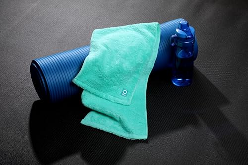 Eco Friendly Gym Towel for Working Out - Soft and Absorbent Cotton Exercise - No Synthetic Microfibers or Plastics - Sweat Towel for Gym, Fitness, Sports, Yoga - Aqua - 1 Pc