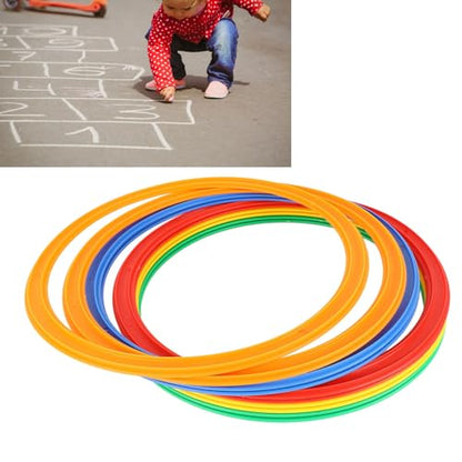 Hopscotch Rings, 10PCS Plastic Round Hoops with 10 Connectors for Toddlers Gross Motor Skills, 11 Inch Indoor Outdoor Agility Rings for Kids Playground Obstacle Course