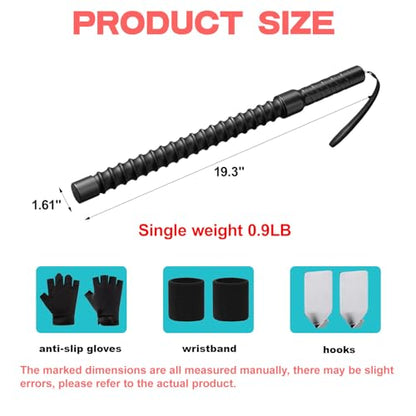 Ropeless Battle Ropes – Weighted Portable Workout Ropes for Home Gym, Cordless Jump/Arm Exerciser with Non-Slip Gloves & Training Poster – HIIT, Low-Impact Cardio & Strength/Muscle Training(2PCS)