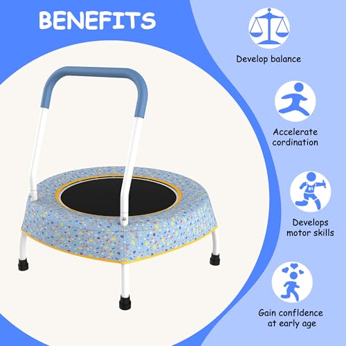 36" Kids Trampoline with Handle, Indoor Mini Trampoline for Kids, Toddlers Small Rebounder Fitness Trampoline for Indoor and Outdoor Use