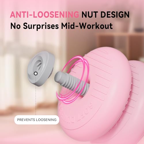 4‑in‑1 Adjustable Weights Set, Dumbbell Barbell & Kettlebell for Home Gym - color: Pink-35 LB