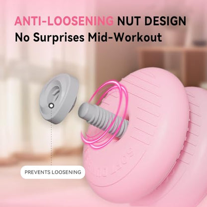 4‑in‑1 Adjustable Weights Set, Dumbbell Barbell & Kettlebell for Home Gym - color: Pink-35 LB