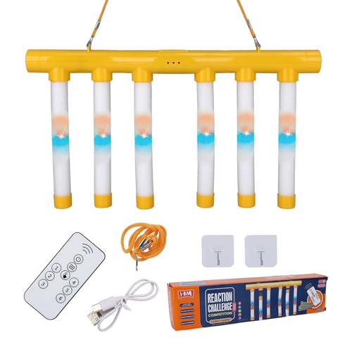Reflex Challenge Game Set with Light Effects,Drop Stick Game for Reaction Training, Hand Eye Coordination Training Toy for Family Party - color: Yellow