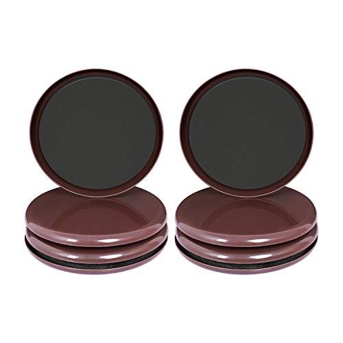 Ezprotekt Furniture Sliders for Carpet, 8 Pack 5" Furniture Movers Sliders, Heavy Duty Reusable Carpet Sliders, Round Furniture Glides for Sofa Bed Couch Fridge, Move Your Item Easy & Safely (Brown) - color: Brown, size: 5"