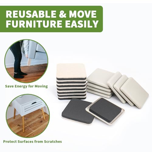 Furniture Sliders for Carpet and Hardwood, 16 PCS 3 1/2", Beige - size: Square 16 PCS 3 1/2'' Beige