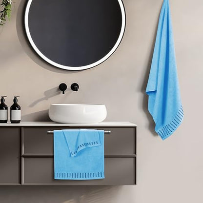 MALLONI HOME Ultra Soft 3 Pack Cotton Towel Set, Contains a Bath Towels 28x55 inch, a Hand Towels 16x24 inch & a Wash Coths 12x12 inch, Ideal Everyday use, Compact & Lightweight - Sky Blue - color: Sky Blue, size: 3 Pack Set