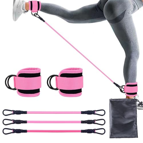 Ankle Resistance Bands with Cuffs Set, Ankle Bands for Working Out, Exercise Bands for Legs and Butt, Workout Equipment for Fitness Training, Ankle Straps for Women