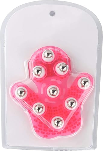SAMYO Palm Shaped Massage Glove Body Massager with 9 360-degree-roller Metal Roller Ball Beauty Body Care (Pink)