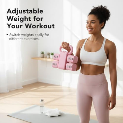 Adjustable Dumbbell Set of 2, 4 in 1 Free Weights for Women with Fast Adjustment, Home Gym & Outdoor Exercise Training, Includes 2.2lb 3.3lb 4.4lb 5.5lb Hand Weights, Compatible with Kettlebells