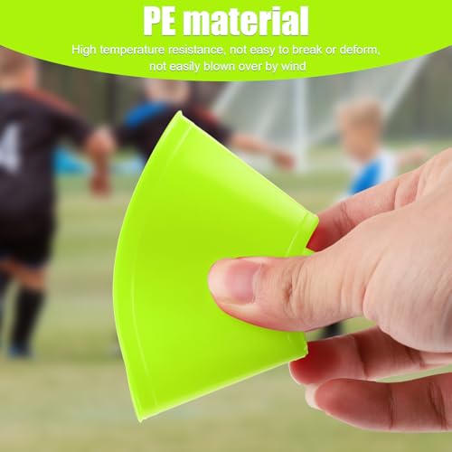 XIHIRCD 15pcs Soccer Cones for Sports Training, Mini Football Pylons Cones Flexible Agility Practice Cones for Basketball Running Drills Sports Games Field Cone Markers Kids (Fluorescent Green)