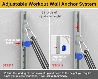 Wall Mount Anchor for Resistance Bands – Adjustable 40" Track with 35 Locking Positions, Heavy Duty Home Gym System – 400+ lbs Capacity, Hardware Included（1 Track）