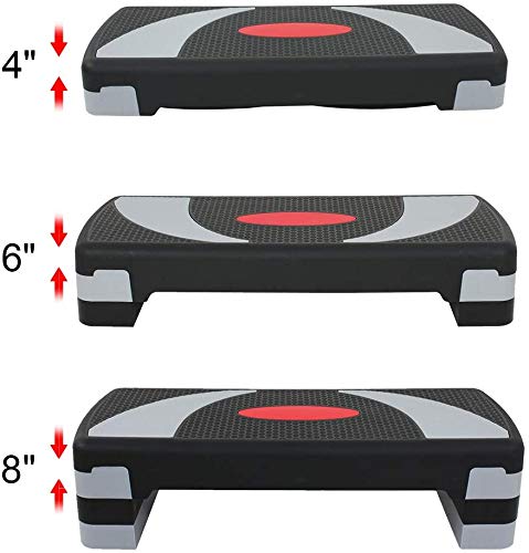 30'' Adjustable Workout Aerobic Stepper Fitness Step Platform 4" - 6" - 8" Exercise Aerobic Platform Stepper w/Risers for Home Gym … (Set of 2)