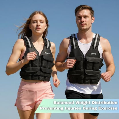 Adjustable Weighted Vest - 2-18lbs/2-42lbs Vest with 16 Ironsand Weights and Large Pocket, Weight Vest for Men and Women Strength Training, Running, Walking