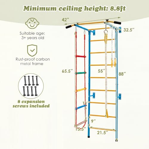 GLACER 5 in 1 Swedish Ladder, Indoor Jungle Gym with Pull Up Bar - style: 5 In 1