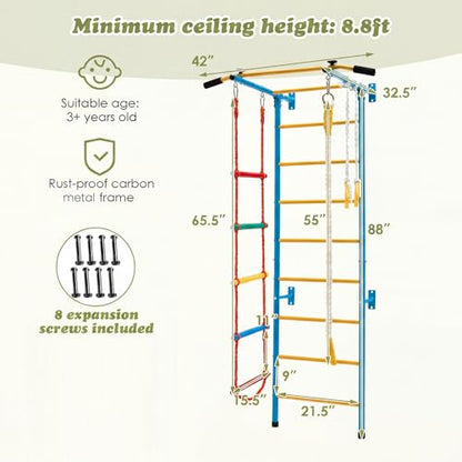 GLACER 5 in 1 Swedish Ladder, Indoor Jungle Gym with Pull Up Bar - style: 5 In 1