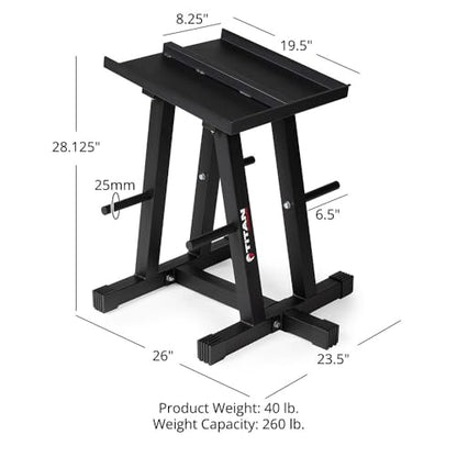 Titan Fitness Dumbbell Stand and Plate Tree, 260 LB Capacity, Organize Classic Dumbbells, Power Blocks, Loose Plates, Home Gym Storage Rack